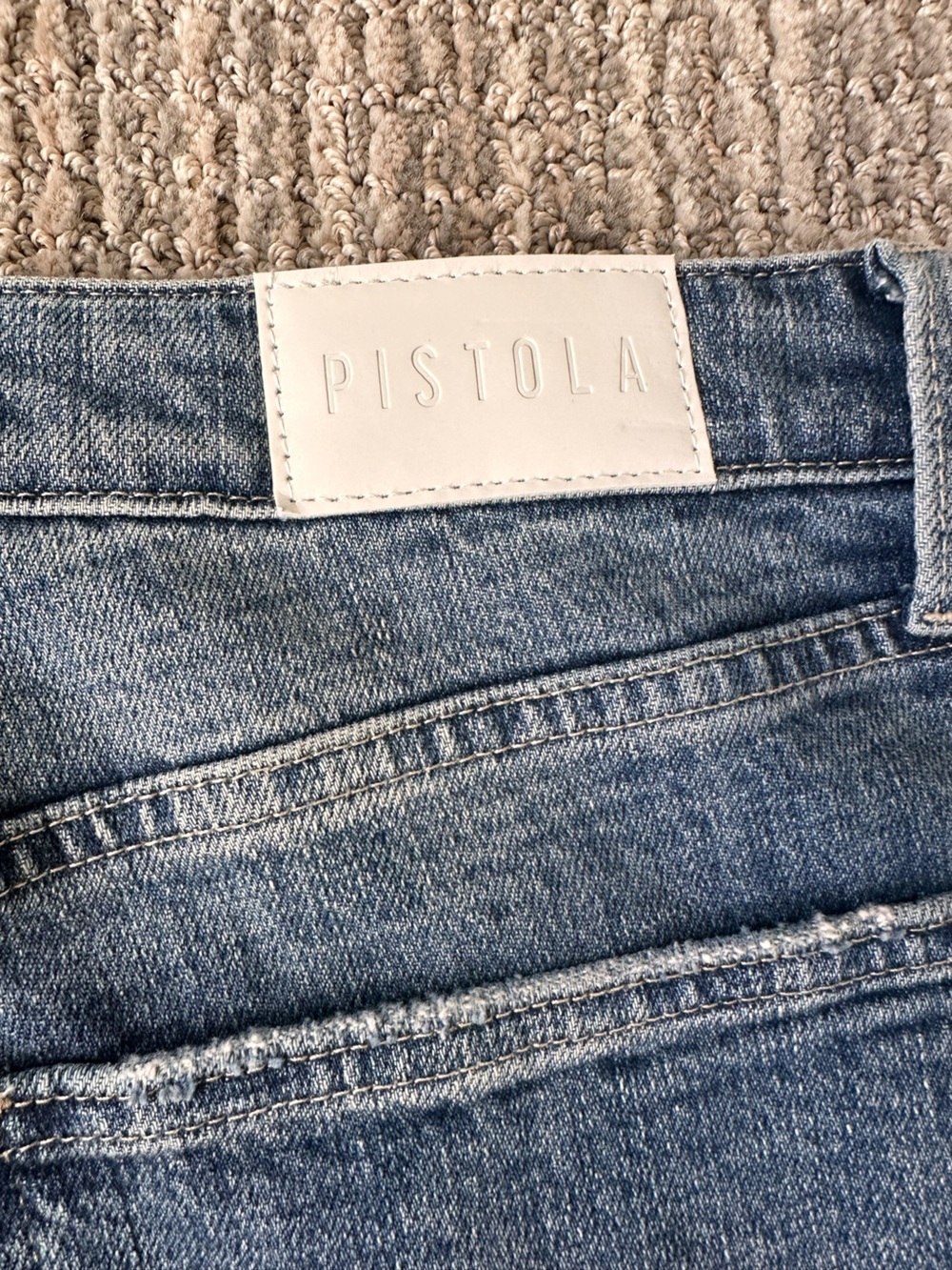 Pistola Size 30 Distressed Crop Flare Jeans High Rise Raw Hem Blue Denim - Picture 10 of 10